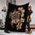 Hawaiian Kanaka Hibiscus Plumeria Mix Polynesian Turtle Premium Blankets - Orange - AH - Polynesian Pride