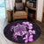 Hawaiian Kanaka Hibiscus Plumeria Mix Polynesian Turtle Round Carpet - Pink - AH - Polynesian Pride