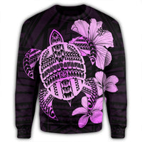 Hawaiian Kanaka Hibiscus Plumeria Mix Polynesian Turtle Sweatshirt - Pink - AH - Polynesian Pride