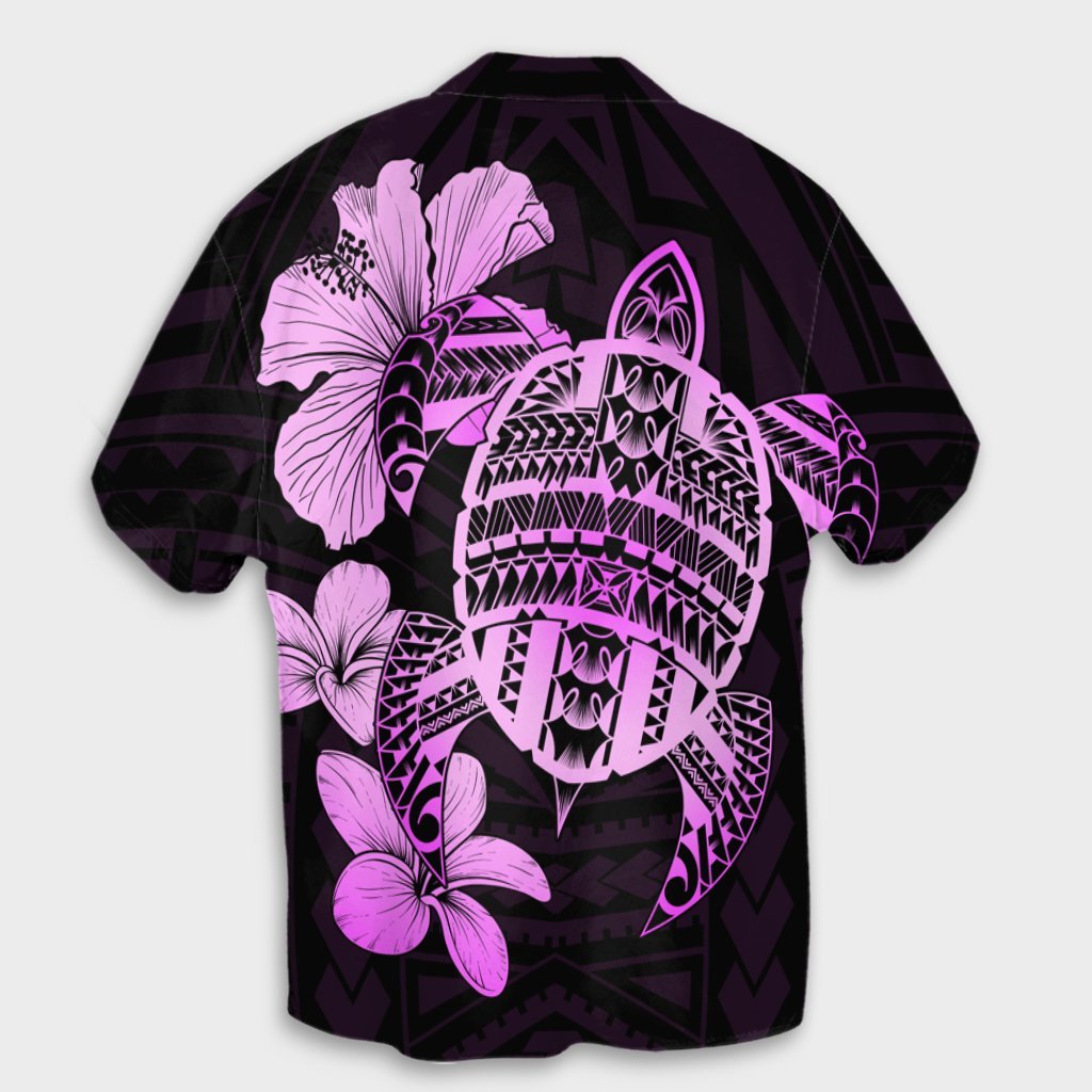 Hawaiian Kanaka Hibiscus Plumeria Mix Polynesian Turtle Hawaiian Shirt - Pink - AH - Polynesian Pride