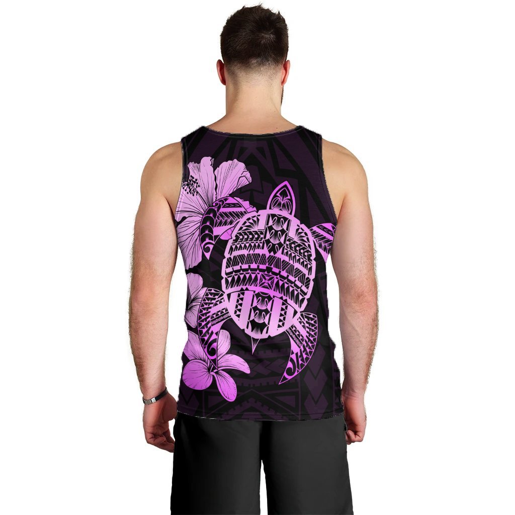 Hawaiian Kanaka Hibiscus Plumeria Mix Polynesian Turtle Tank Top - Pink - AH - Polynesian Pride
