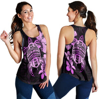 Hawaiian Kanaka Hibiscus Plumeria Mix Polynesian Turtle Racerback Tank - Pink - AH Black - Polynesian Pride