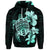 Custom Hawaiian Kanaka Hibiscus Plumeria Mix Polynesian Turtle Hoodie Turquoise - Polynesian Pride