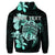 Custom Hawaiian Kanaka Hibiscus Plumeria Mix Polynesian Turtle Hoodie Turquoise - Polynesian Pride