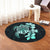 Hawaiian Kanaka Hibiscus Plumeria Mix Polynesian Turtle Round Carpet - Turquoise - AH - Polynesian Pride