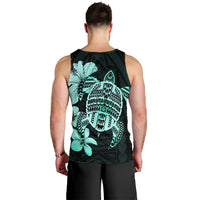 Hawaiian Kanaka Hibiscus Plumeria Mix Polynesian Turtle Tank Top - Turquoise - AH - Polynesian Pride
