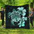 Hawaiian Kanaka Hibiscus Plumeria Mix Polynesian Turtle Premium Quilts - Turquoise - AH Black - Polynesian Pride