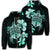 Hawaiian Kanaka Hibiscus Plumeria Mix Polynesian Turtle Zip Hoodie Turquoise Unisex Art - Polynesian Pride