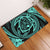 Hawaiian Kanaka Honu Hibiscus Tornado Polynesian Door Mat Turquoise AH Door Mat Turquoise - Polynesian Pride