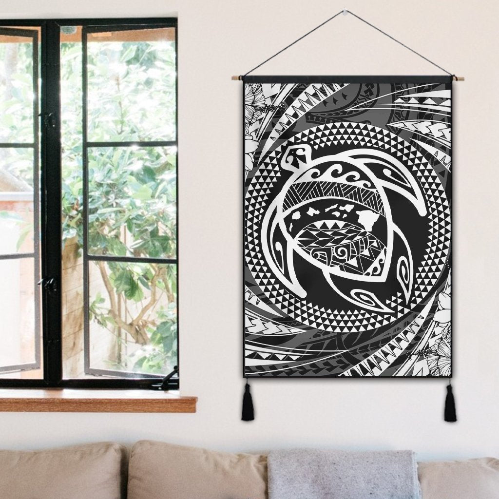 Hawaiian Kanaka Honu Hibiscus Tornando Polynesian Hanging Poster - AH - Polynesian Pride