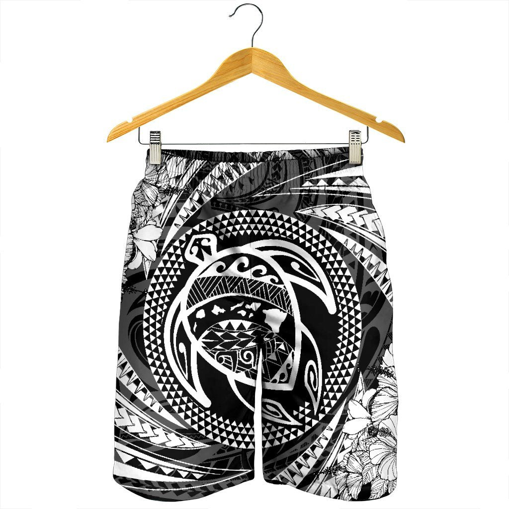 Hawaiian Kanaka Honu Hibiscus Tornando Polynesian Men's Shorts - AH - Polynesian Pride