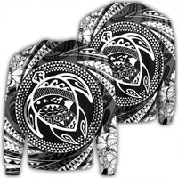 Hawaiian Kanaka Honu Hibiscus Tornando Polynesian Sweatshirt - AH Unisex Black - Polynesian Pride