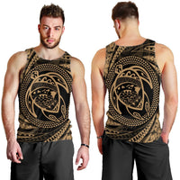 Hawaiian Kanaka Honu Hibiscus Tornando Polynesian Gold Tank Top - AH - Polynesian Pride