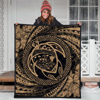 Hawaiian Kanaka Honu Hibiscus Tornando Polynesian Gold Premium Quilts - AH - Polynesian Pride