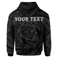 Custom Hawaiian Kanaka Honu Hibiscus Tornando Polynesian Gray Hoodie - Polynesian Pride