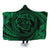 Hawaiian Kanaka Honu Hibiscus Tornando Polynesian Green Hooded Blanket - AH Hooded Blanket White - Polynesian Pride