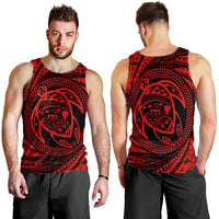 Hawaiian Kanaka Honu Hibiscus Tornando Polynesian Red Tank Top - AH - Polynesian Pride