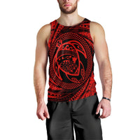 Hawaiian Kanaka Honu Hibiscus Tornando Polynesian Red Tank Top - AH Black - Polynesian Pride