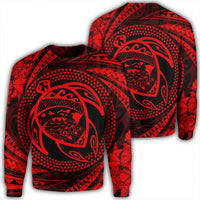 Hawaiian Kanaka Honu Hibiscus Tornando Polynesian Red Sweatshirt - AH Unisex Black - Polynesian Pride