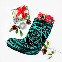Hawaiian Kanaka Honu Hibiscus Tornando Polynesian Turquoise Christmas Stocking - AH - Polynesian Pride