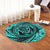 Hawaiian Kanaka Honu Hibiscus Tornando Polynesian Turquoise Round Carpet - AH - Polynesian Pride