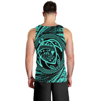 Hawaiian Kanaka Honu Hibiscus Tornando Polynesian Turquoise Tank Top - AH - Polynesian Pride