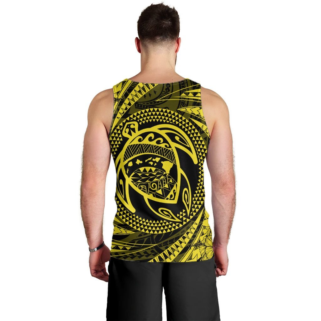 Hawaiian Kanaka Honu Hibiscus Tornando Polynesian Yellow Tank Top - AH - Polynesian Pride