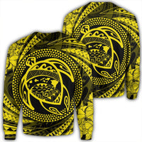 Hawaiian Kanaka Honu Hibiscus Tornando Polynesian Yellow Sweatshirt - AH Unisex Black - Polynesian Pride