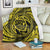 Hawaiian Kanaka Honu Hibiscus Tornando Polynesian Yellow Premium Blankets - AH White - Polynesian Pride