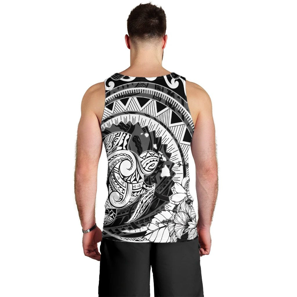 Hawaiian Kanaka Honu Map Hibiscus Globular Polynesian Tank Top - AH - Polynesian Pride