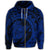 Hawaiian Kanaka Honu Map Hibiscus Globular Polynesian Blue Zip Hoodie - Polynesian Pride