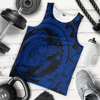 Hawaiian Kanaka Honu Map Hibiscus Globular Polynesian Blue Tank Top - AH - Polynesian Pride