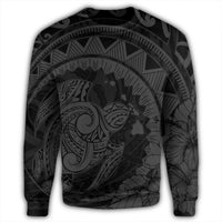 Hawaiian Kanaka Honu Map Hibiscus Globular Polynesian Gray Sweatshirt - AH - Polynesian Pride
