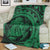 Hawaiian Kanaka Honu Map Hibiscus Globular Polynesian Green Premium Blankets - AH - Polynesian Pride