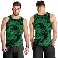 Hawaiian Kanaka Honu Map Hibiscus Globular Polynesian Green Tank Top - AH - Polynesian Pride