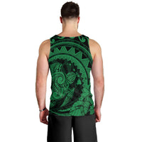 Hawaiian Kanaka Honu Map Hibiscus Globular Polynesian Green Tank Top - AH - Polynesian Pride