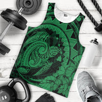 Hawaiian Kanaka Honu Map Hibiscus Globular Polynesian Green Tank Top - AH - Polynesian Pride