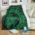 Hawaiian Kanaka Honu Map Hibiscus Globular Polynesian Green Premium Blankets - AH White - Polynesian Pride