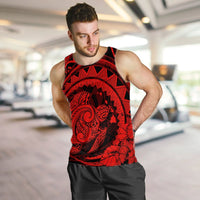 Hawaiian Kanaka Honu Map Hibiscus Globular Polynesian Red Tank Top - AH - Polynesian Pride
