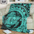 Hawaiian Kanaka Honu Map Hibiscus Globular Polynesian Turquoise Premium Blankets - AH - Polynesian Pride