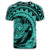 Hawaiian Kanaka Honu Map Hibiscus Globular Polynesian Turquoise T Shirt - Polynesian Pride