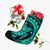 Hawaiian Kanaka Honu Map Hibiscus Globular Polynesian Turquoise Christmas Stocking - AH - Polynesian Pride