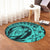 Hawaiian Kanaka Honu Map Hibiscus Globular Polynesian Turquoise Round Carpet - AH - Polynesian Pride