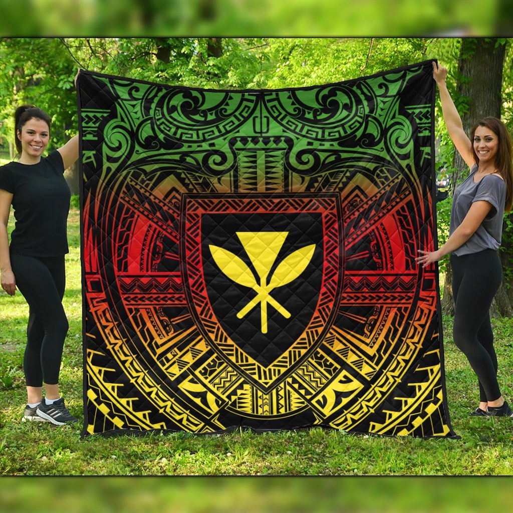 Hawaiian Kanaka Maoli Center Polynesian Premium Quilts - AH Black - Polynesian Pride