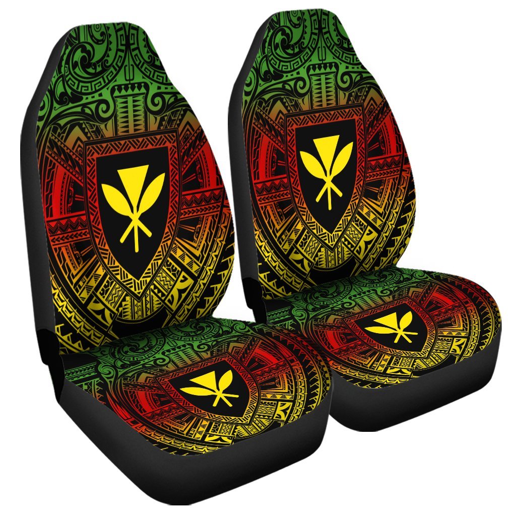 Hawaiian Kanaka Maoli Center Polynesian Car Seat Covers - AH Universal Fit Black - Polynesian Pride