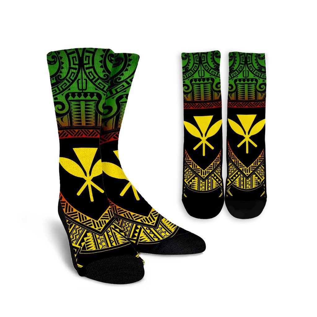 Hawaiian Kanaka Maoli Center Polynesian Crew Socks - AH Crew Socks White - Polynesian Pride