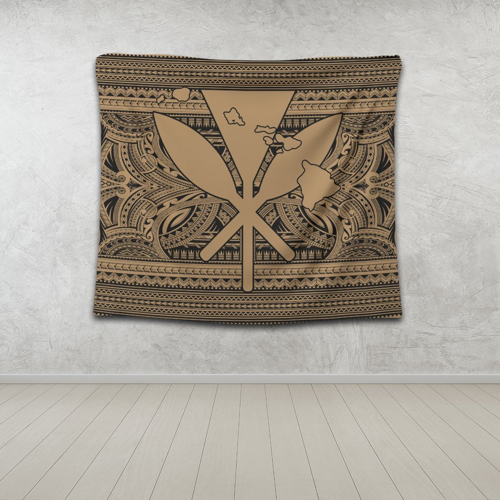 Hawaiian Kanaka Polynesian Tribal Tapestry Reggae Color Gold AH - Polynesian Pride