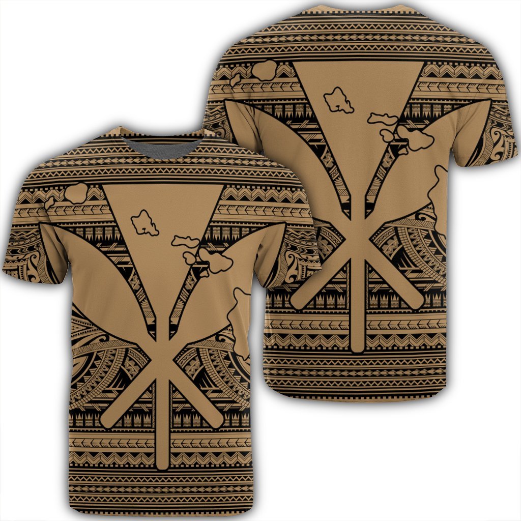 Hawaiian Kanaka Polynesian Tribal T Shirt Reggae Color Gold Unisex Black - Polynesian Pride