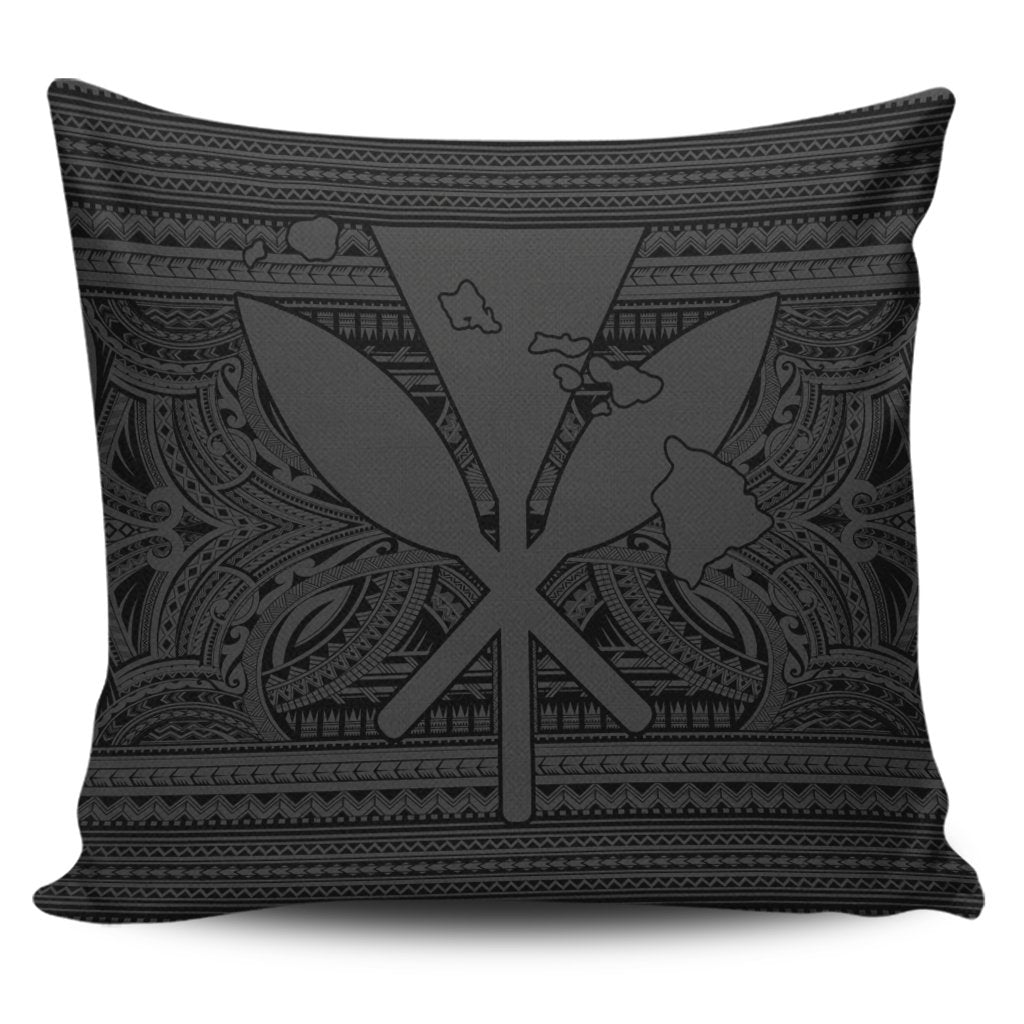 Hawaiian Kanaka Polynesian Tribal Pillow Covers Reggae Color Gray AH Pillow Covers Black - Polynesian Pride