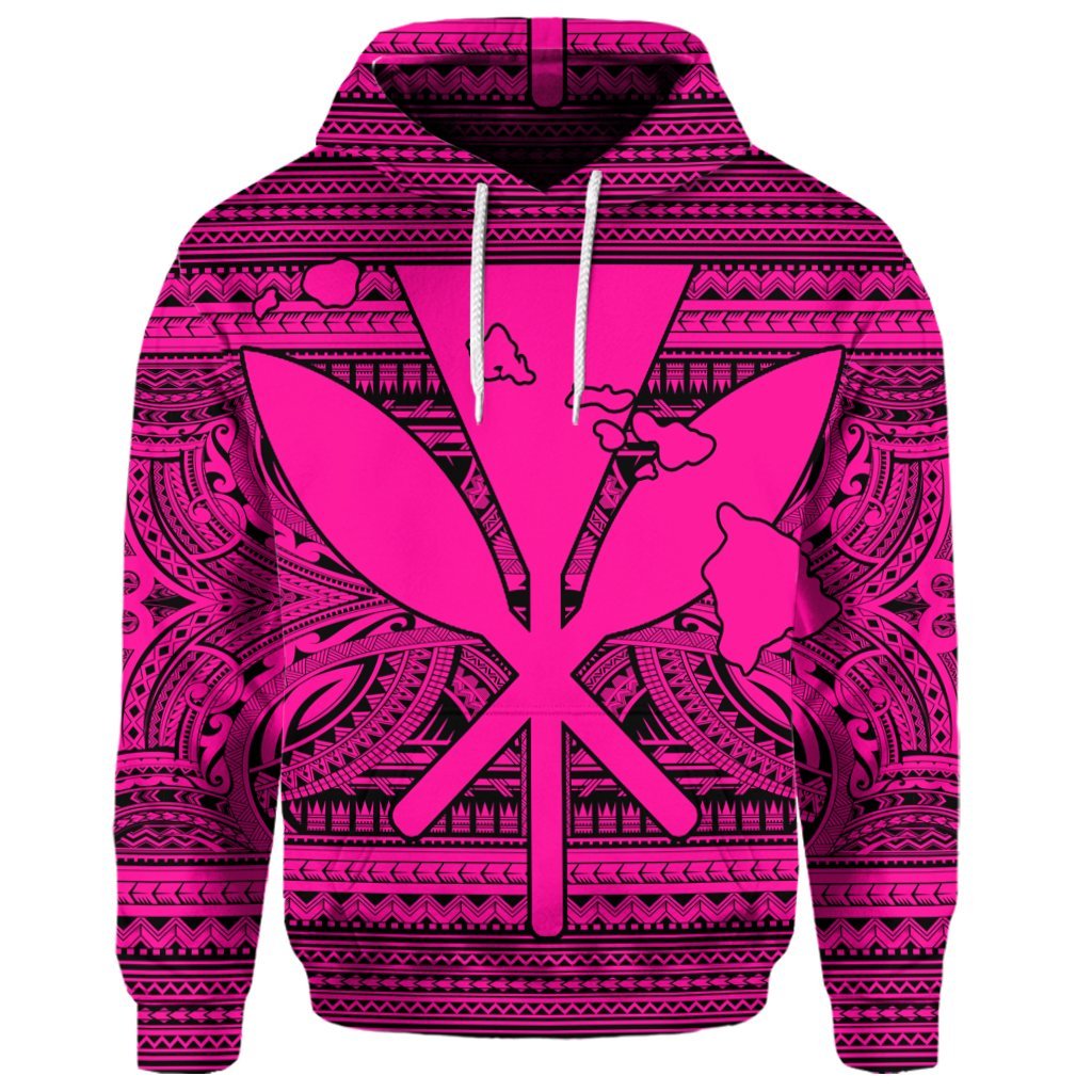 Custom Hawaiian Kanaka Polynesian Hoodie Tribal Reggae Color Pink - Polynesian Pride